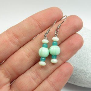 Uranium glass bead earrings